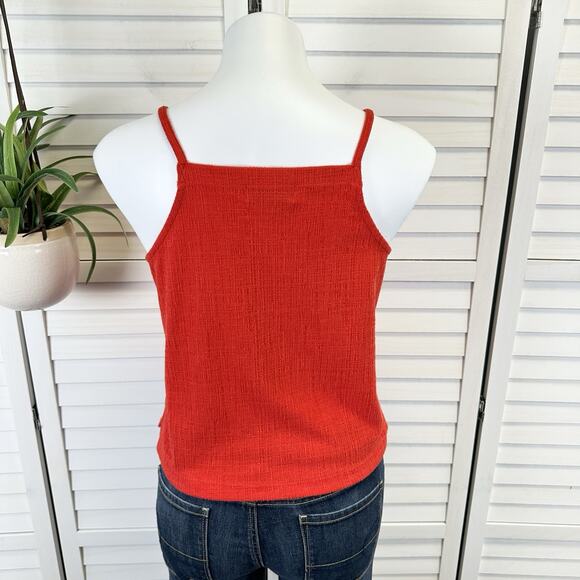 Madewell Texture & Thread Red-Orange Apron Tank Top Square Neck Spaghetti Size S - Picture 6 of 10